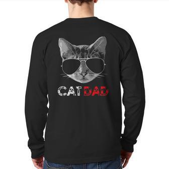 Cat Dad Father's Day For Cat Lovers Back Print Long Sleeve T-shirt | Mazezy