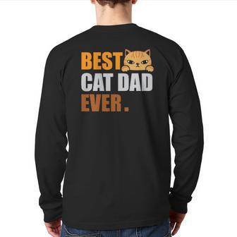 Cat Dad Fathers Day Kitty Daddy Papa Christmas Back Print Long Sleeve T-shirt | Mazezy