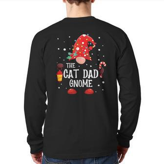 The Cat Dad Gnome Matching Family Christmas Gnome Pajama Back Print Long Sleeve T-shirt | Mazezy