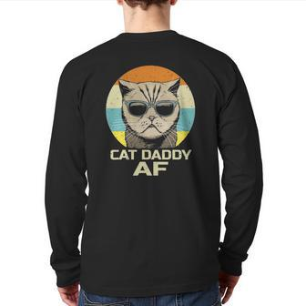 Cat Daddy Af Sunglasses Vintage Fathers Day Cat Dad Back Print Long Sleeve T-shirt | Mazezy