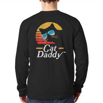 Cat Daddy Vintage 80S Style Cat Retro Sunglasses Distressed Back Print Long Sleeve T-shirt | Mazezy