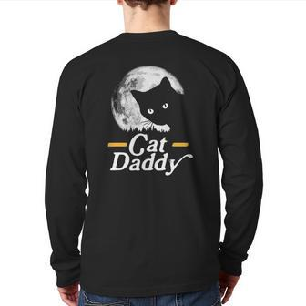 Cat Daddy Vintage Eighties Style Cat Retro Full Moon Back Print Long Sleeve T-shirt | Mazezy