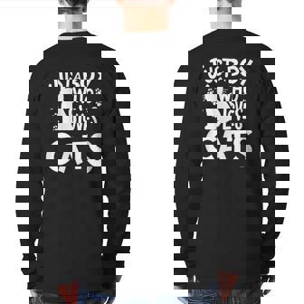 Cat Just A Boy Who Loves Cats For Cat Lovers Back Print Long Sleeve T-shirt | Mazezy
