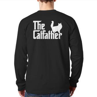 The Catfather Cat Dad For Men Cat Lover Back Print Long Sleeve T-shirt | Mazezy