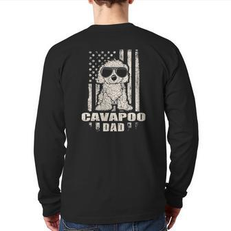 Cavapoo Dad Cool Vintage Retro Proud American Back Print Long Sleeve T-shirt | Mazezy