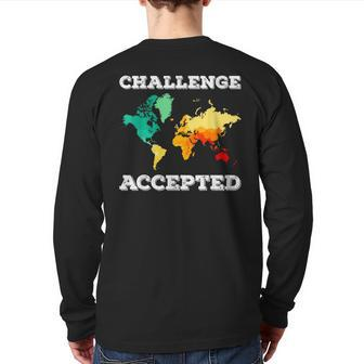 Challenge Accepted Map T Travel World Traveler Back Print Long Sleeve T-shirt - Monsterry UK