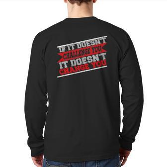 Challenge Yourself Motivational Quote Exercise Fitness Gym Back Print Long Sleeve T-shirt | Mazezy