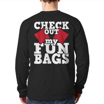 Check Out My Funbags Cornhole Player Bean Bag Game Back Print Long Sleeve T-shirt - Monsterry UK