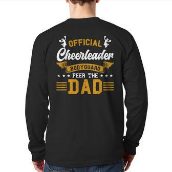 Cheer Dad Fathers Day Official Cheerleader Bodyguard Back Print Long Sleeve T-shirt | Mazezy