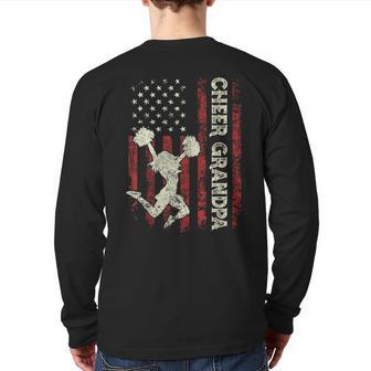 Cheer Grandpa Us Flag Dad Patriotic Cheerleader Fathers Day Back Print Long Sleeve T-shirt | Mazezy