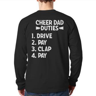 Cheerleading Papa Cheer Duties Dad Duties Drive Cheerleader Back Print Long Sleeve T-shirt | Mazezy