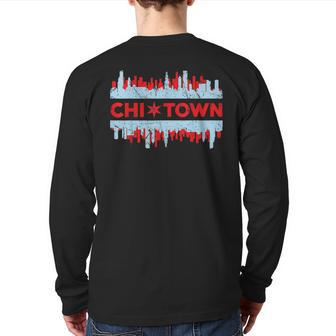 Chi Town Chicago Flag Skyline Back Print Long Sleeve T-shirt - Monsterry