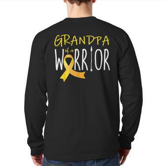 Childhood Cancer Awareness Grandpa Of A Warrior Back Print Long Sleeve T-shirt | Mazezy