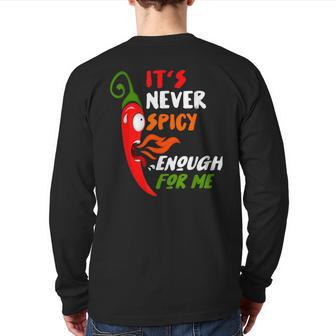 Chili Red Pepper For Hot Spicy Food & Sauce Lover Back Print Long Sleeve T-shirt - Monsterry