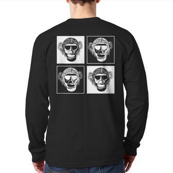 Chimpanzee Sunglasses Square Monkey Back Print Long Sleeve T-shirt - Monsterry DE