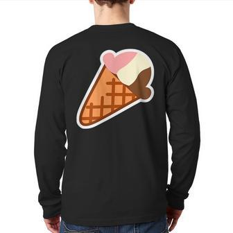 Chocolate Strawberry Vanilla Neapolitan Dessert Ice Cream Back Print Long Sleeve T-shirt - Monsterry