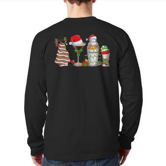 Christmas Cocktail Espresso Martini Drinking Party Bartender Back Print Long Sleeve T-shirt | Mazezy