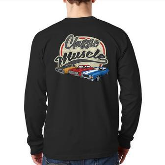 Classic Muscle Car Engine Car Parts Muscle Car Back Print Long Sleeve T-shirt | Mazezy