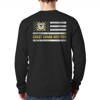 Coast Guard Brother With American Flag For Veteran Day Veteran Back Print Long Sleeve T-shirt | Mazezy