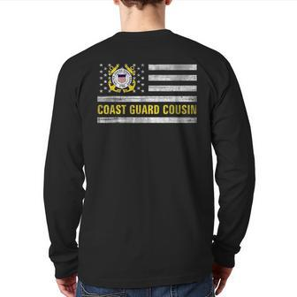 Coast Guard Cousin With American Flag For Veteran Day Veteran Back Print Long Sleeve T-shirt | Mazezy