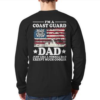 Coast Guard Dad American Flag Military Family Back Print Long Sleeve T-shirt | Mazezy