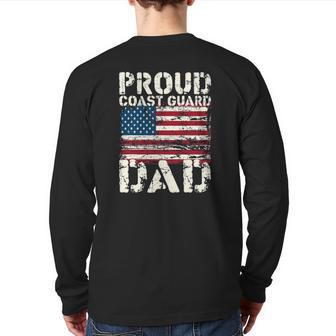 Coast Guard Dad Uscg Distressed Us American Flag Back Print Long Sleeve T-shirt | Mazezy