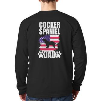 Cocker Spaniel Dad Dog Lover American Us Flag Back Print Long Sleeve T-shirt | Mazezy