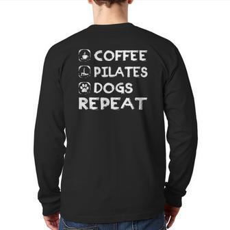 Coffee Pilates Dogs Repeat Pilates Back Print Long Sleeve T-shirt | Mazezy