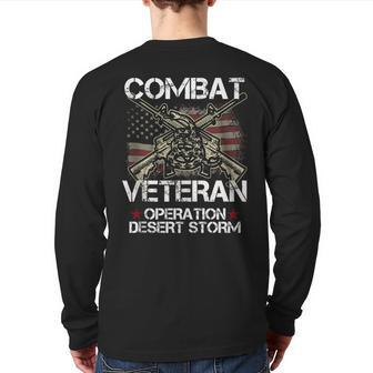 Combat Veteran Desert Storm Military Flag 4Th Of July Back Print Long Sleeve T-shirt | Mazezy