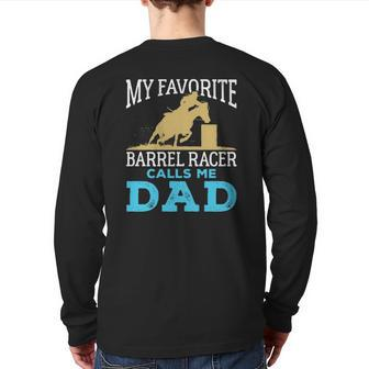 Cool Barrel Racing Dad Horse Rodeo Sport Back Print Long Sleeve T-shirt | Mazezy