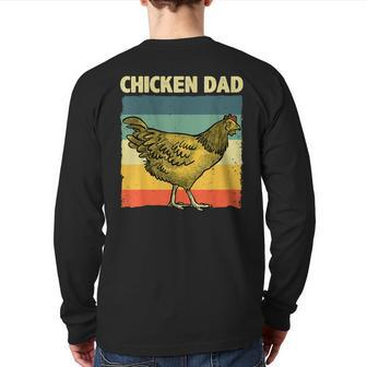 Cool Chicken Dad For Men Father Hen Chicken Farmer Whisperer Back Print Long Sleeve T-shirt | Mazezy