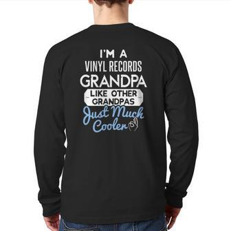 Cool Fathers Day Vinyl Records Grandpa Back Print Long Sleeve T-shirt | Mazezy