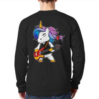 Cool Dabbing Rock ´N´ Roll Unicorn For Rock Fans Back Print Long Sleeve T-shirt - Monsterry UK