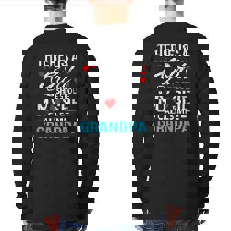 Cool Grandpa From Granddaughter Red Hearts Back Print Long Sleeve T-shirt | Mazezy