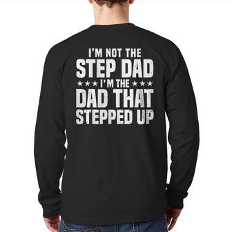 Cool Step Up Dad For Men Father World's Best Stepdad Ever Back Print Long Sleeve T-shirt | Mazezy CA