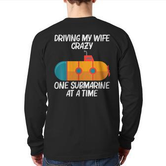 Cool Submarine For Men Dad Sea Veteran Submariner Back Print Long Sleeve T-shirt | Mazezy