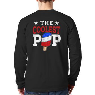 The Coolest Pop Red White Blue Popsicle Father's Day Back Print Long Sleeve T-shirt | Mazezy