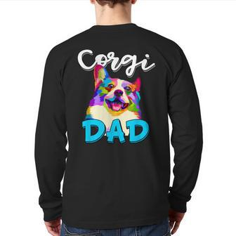 Corgi Dad Corgi Owner Father's Day Back Print Long Sleeve T-shirt | Mazezy