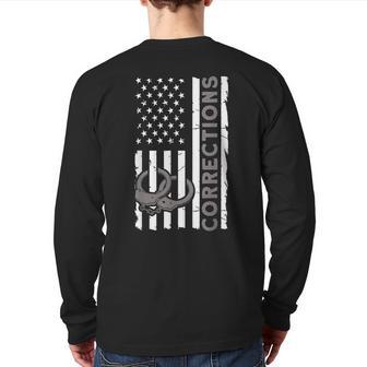 Correctional Officer Corrections Thin Silver Line Back Print Long Sleeve T-shirt - Monsterry DE