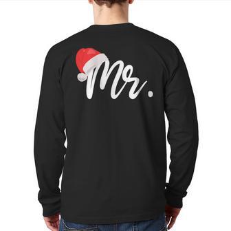 Couple Matching Mr And Mrs Christmas Back Print Long Sleeve T-shirt - Monsterry UK