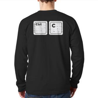 Ctrl C Copy Matching Dad And Kid Son Daughter Men Back Print Long Sleeve T-shirt | Mazezy