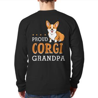 Cute Corgi Grandpa Father's Day Dog Lover Proud Back Print Long Sleeve T-shirt | Mazezy