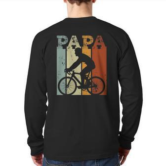 Cycling Biker Vintage Retro Bicycle Cyclist Papa Back Print Long Sleeve T-shirt | Mazezy