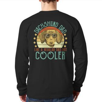 Dachshund Dad Like A Regular Dad But Cooler Vintage Retro Back Print Long Sleeve T-shirt | Mazezy