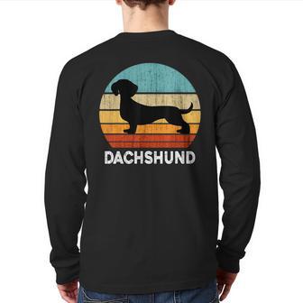 Dachshund Vintage Retro Daschund Silhouette Sunset Back Print Long Sleeve T-shirt - Monsterry DE