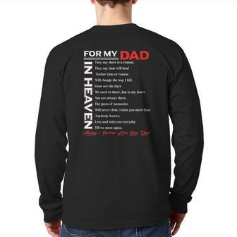 Dad My Angels In Memory Of Parents In Heaven Back Print Long Sleeve T-shirt | Mazezy
