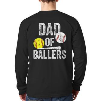 Dad Of Ballers Baseball Back Print Long Sleeve T-shirt | Mazezy