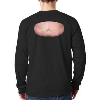 Dad Bod Fat Belly Realistic Hilarious Prank Back Print Long Sleeve T-shirt | Mazezy