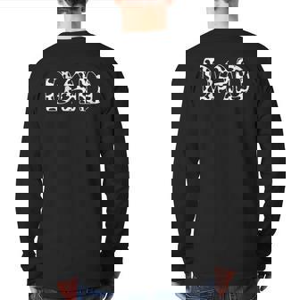 Dad Cow Print Black & White Father's Day Back Print Long Sleeve T-shirt | Mazezy