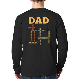 Dad Crossword Puzzle Father's Day Love Word Games Saying Back Print Long Sleeve T-shirt | Mazezy